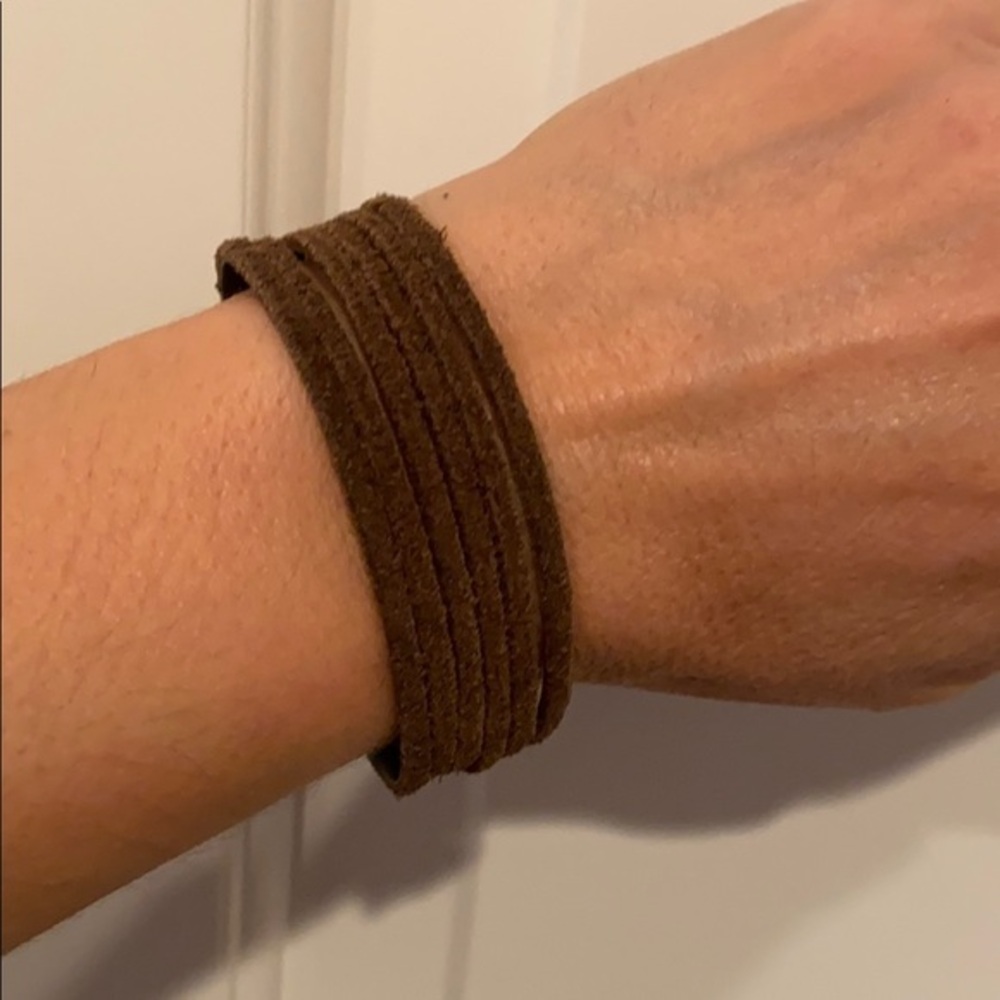 Fringe Brown Leather Suede Bracelet 5.5” inches